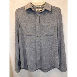 Faherty Legend Sweater Shirt Twill Flannel Ribbed Knit Fossil Grey S Shacket